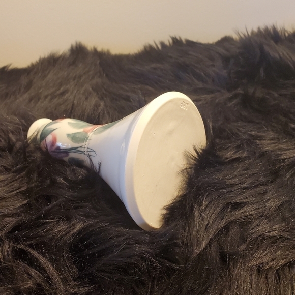 Linden‎ Hills Pottery Studio Trumpet Vase Hand-painted Fuscia Floral - Picture 5 of 6